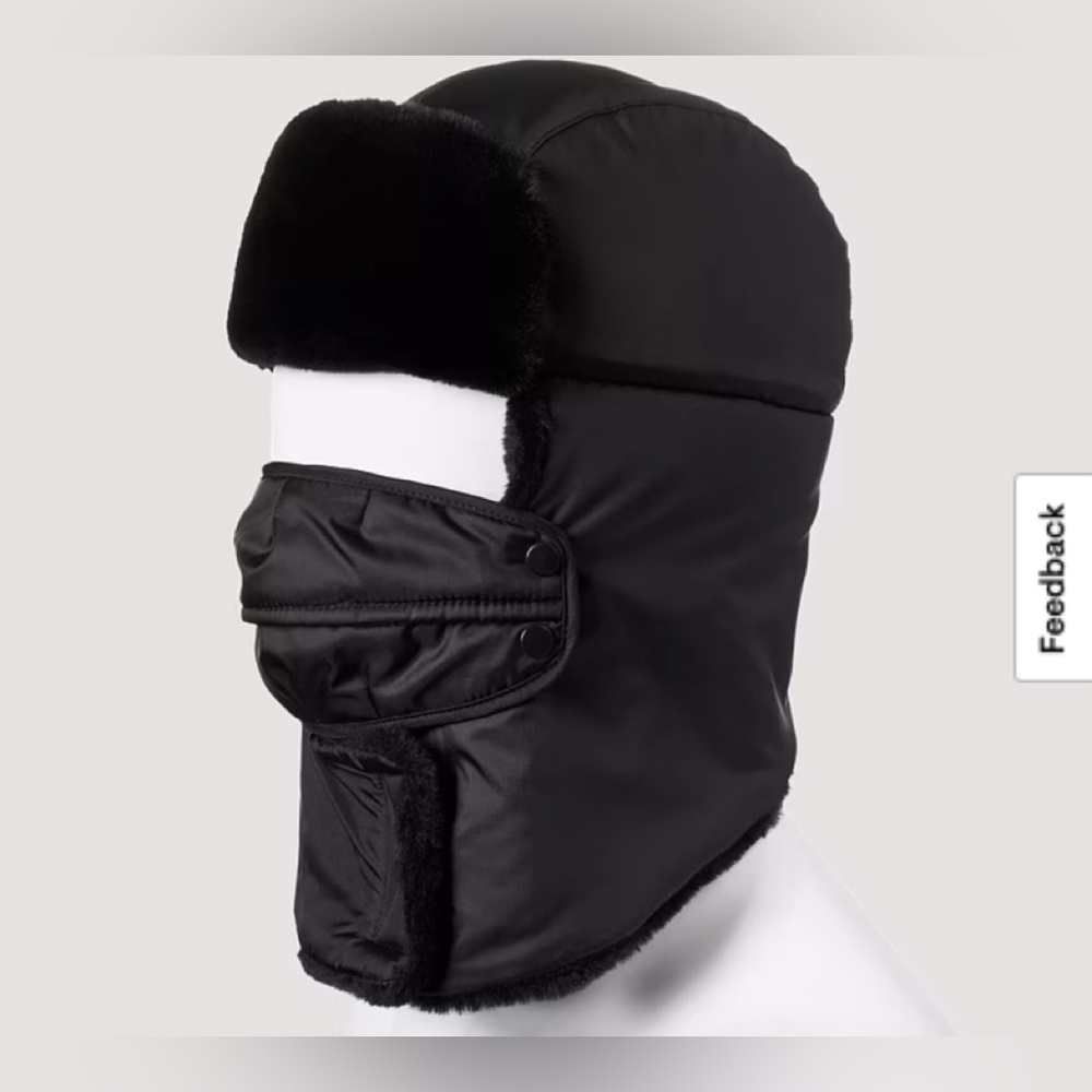 NWT Eddie Bauer Black Trapper Hat with cover S/M